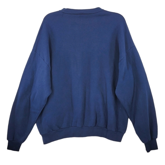 Vtg Y2K Jerzees Russell Navy Sweatshirt Mens 3XL Blank Heavyweight Normcore USA - Picture 4 of 9